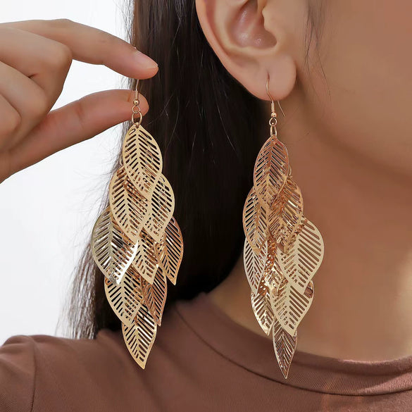 Alloy Electroplated Leaf Design Sense Women's Earrings