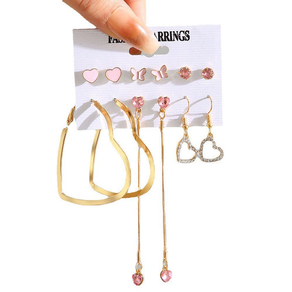 Alloy Electroplated Love Butterfly Earrings With Heart Animals Zodiac Pattern Unisex Light Luxury Style