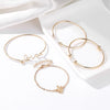 Alloy Electroplated Love Letter Geometric Knotted Bracelet Set Four Piece Bracelet Combination