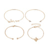 Alloy Electroplated Love Letter Geometric Knotted Bracelet Set Four Piece Bracelet Combination