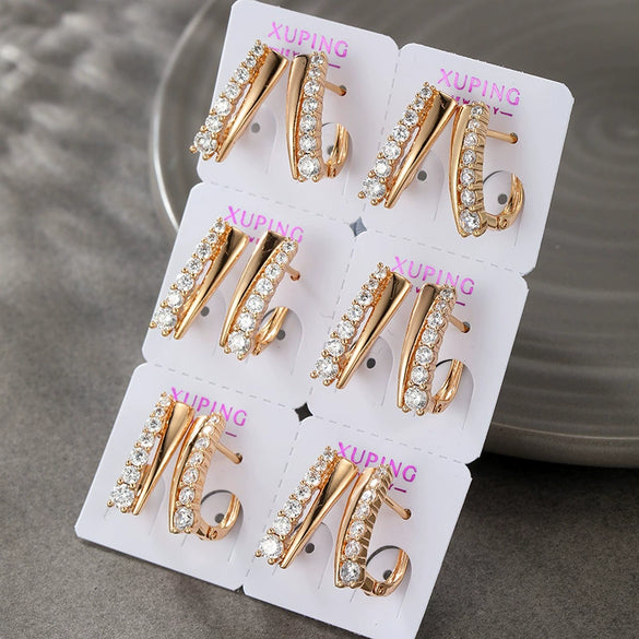 Alloy Electroplated Microencrusted Zircon Minimalist Style Women's Earrings