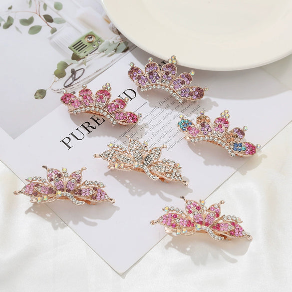 Alloy Electroplated Minimalist Diamondencrusted Hairpin For Women