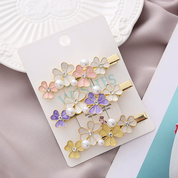 Alloy Electroplated Multicolor Cherry Blossom Flower Butterfly Duckbill Clip Women's Headwear Hair Accessories Set