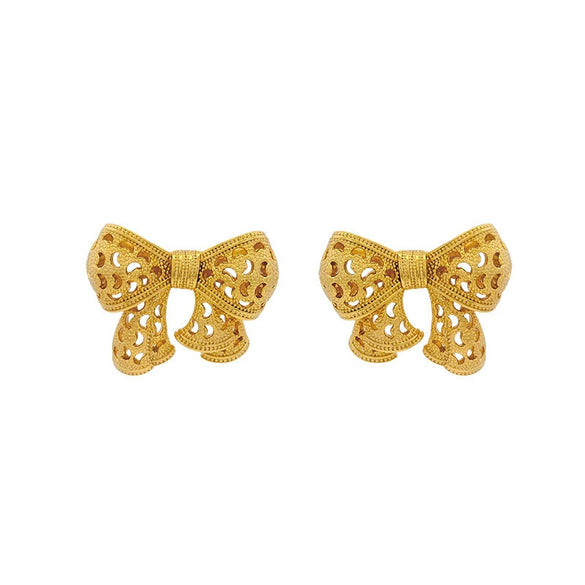 Alloy Electroplated Retro Cut Out Bow Elegant Women's Earrings