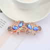 Alloy Electroplated Rhinestone Crystal Flower Plate Ponytail Hair Spring Clip Hairpin For Women