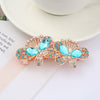 Alloy Electroplated Rhinestone Crystal Flower Plate Ponytail Hair Spring Clip Hairpin For Women