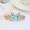 Alloy Electroplated Rhinestone Crystal Flower Plate Ponytail Hair Spring Clip Hairpin For Women