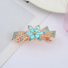 Alloy Electroplated Rhinestone Crystal Flower Plate Ponytail Hair Spring Clip Hairpin For Women