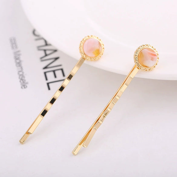 Alloy Electroplated Round Acetate Clip Hairpin Women's Hair Accessories