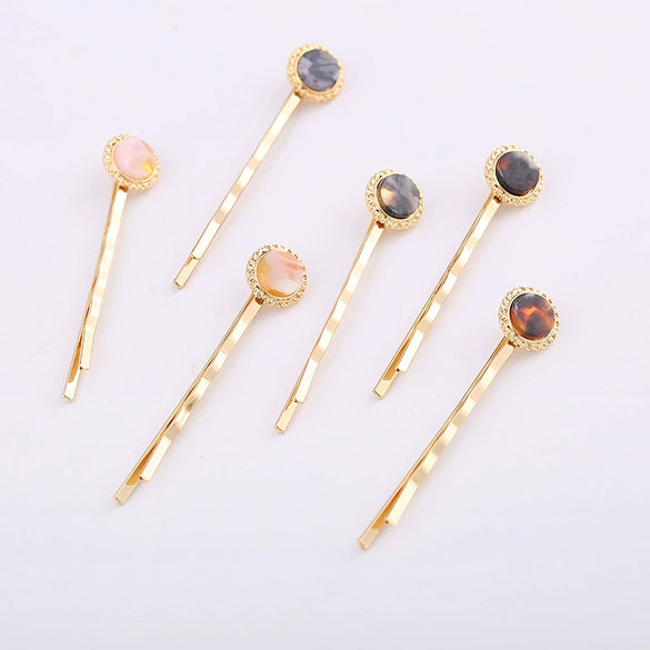 Alloy Electroplated Round Acetate Clip Hairpin Women's Hair Accessories