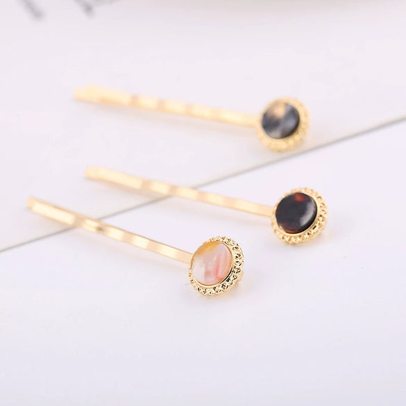 Alloy Electroplated Round Acetate Clip Hairpin Women's Hair Accessories