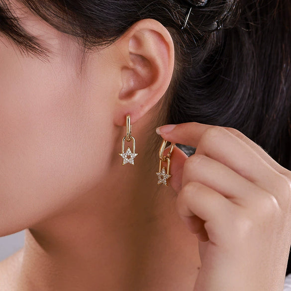 Alloy Electroplated Star Pattern Women's Earrings