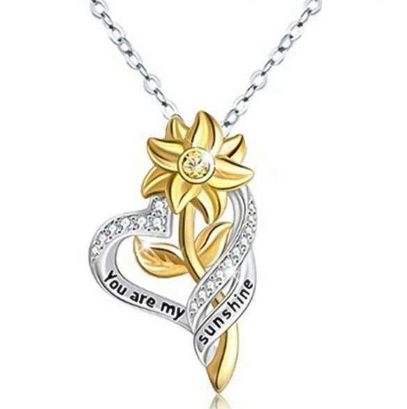 Alloy Electroplated Sunflower Pendant Clavicle Chain For Ladies