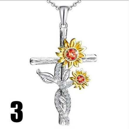Alloy Electroplated Sunflower Pendant Clavicle Chain For Ladies