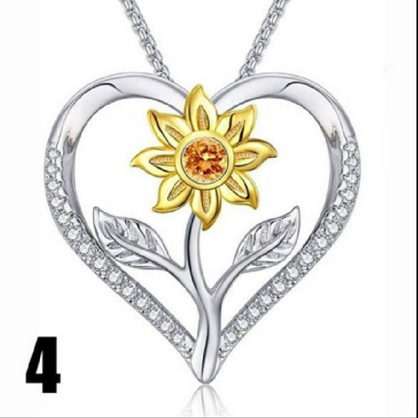 Alloy Electroplated Sunflower Pendant Clavicle Chain For Ladies
