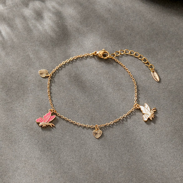 Alloy Electroplated Sweet Animal Style Butterfly Tassel Bracelet For Women