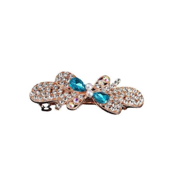 Alloy Electroplated Sweet Temperament Rhinestone Spring Clip For Women Hair Bow Clip