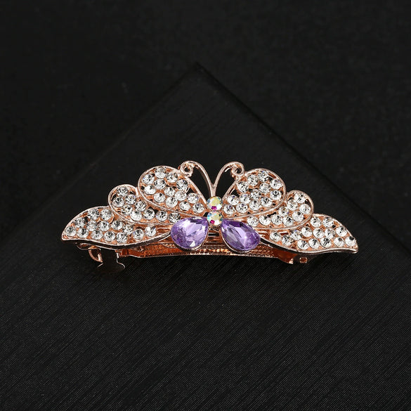 Alloy Electroplated Sweet Temperament Rhinestone Spring Clip For Women Hair Bow Clip