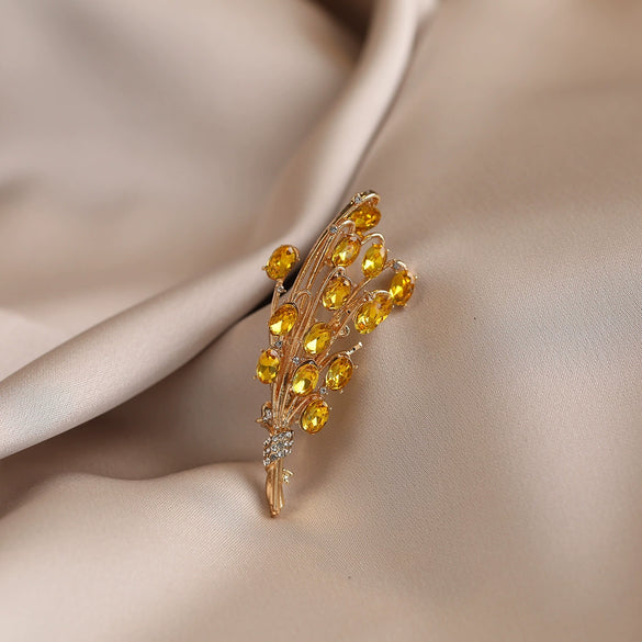 Alloy Electroplated Wheat Ear Flower Brooch For Women