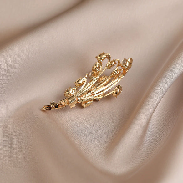 Alloy Electroplated Wheat Ear Flower Brooch For Women