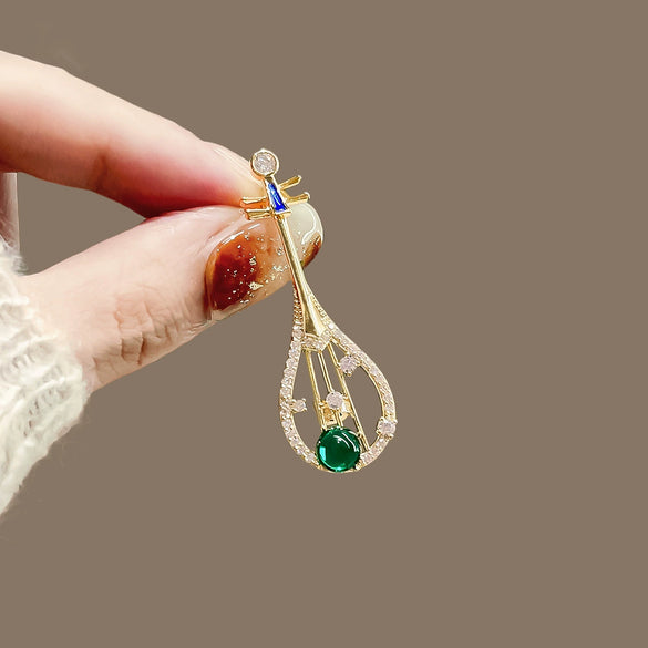 Alloy Electroplated Women's Natural Style Pipa Brooch Clothes Decoration