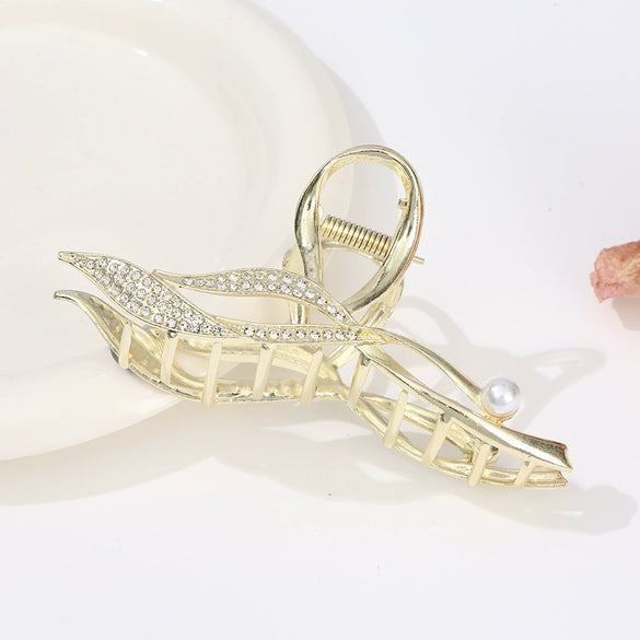 Alloy Electroplated Women's Rhinestone Pearl Hair Shark Clip With Bow Design