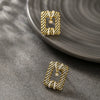 Alloy Electroplating Geometric Fashionable Microencrusted Zircon Simple Niche Design Earrings