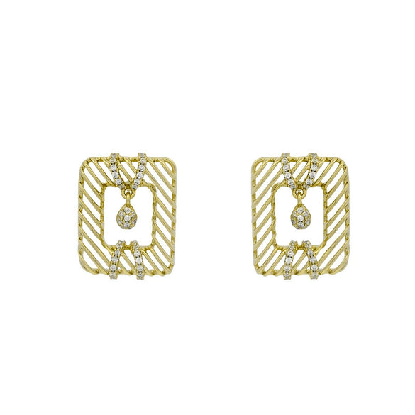 Alloy Electroplating Geometric Fashionable Microencrusted Zircon Simple Niche Design Earrings