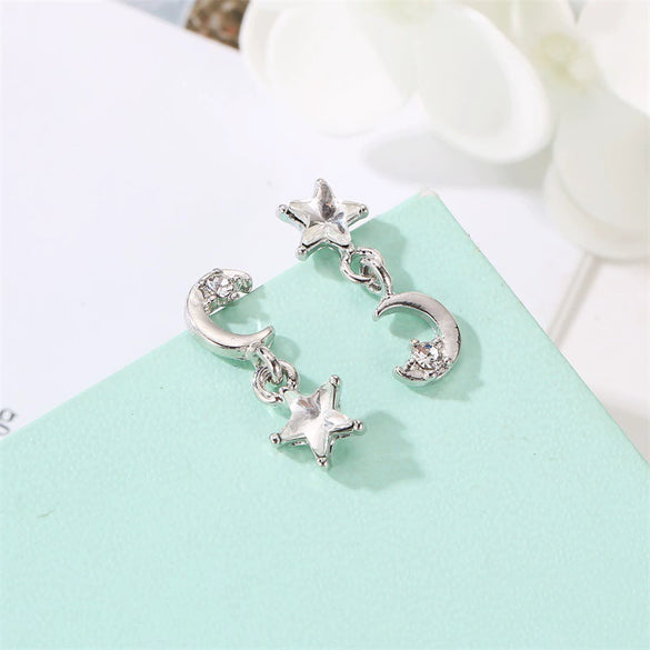Alloy Electroplating Geometric Star Moon Tassel Women's Ear Jewelry