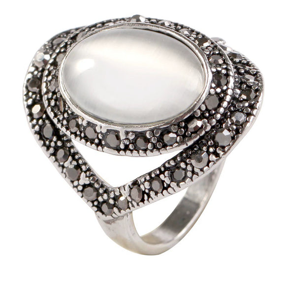 Alloy Electroplating Hollow Retro Cat Eye Ring Unisex Jewelry
