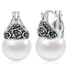 Alloy Elegant Geometric And Flower Pattern Zircon Inlaid Rose Earrings For Women