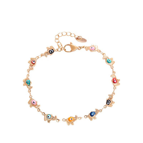 Alloy Enamel Animal Zodiac Devil's Eye Elephant Cartoon Cute Fashion Women's Bracelet Electroplated