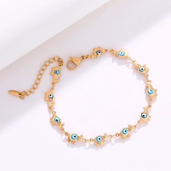Alloy Enamel Animal Zodiac Devil's Eye Elephant Cartoon Cute Fashion Women's Bracelet Electroplated