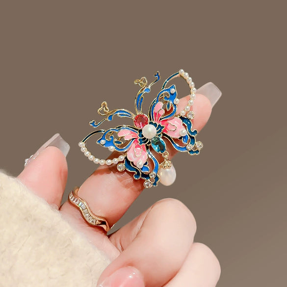 Alloy Enamel Painted Butterfly Women's Brooch With Electroplating