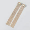 Alloy Encrusted Rhinestone Long Tassel Earrings Trendy Women's Fashionable Earrings