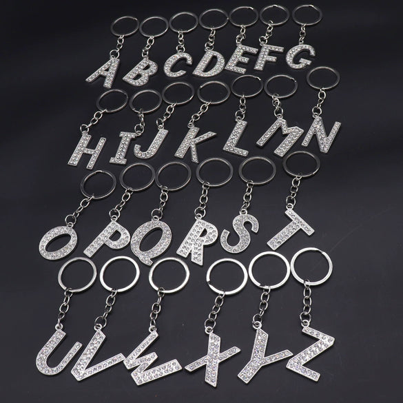 Alloy English Letter Keychain And Bag Pendant Luggage Accessories With Diamond Embedded