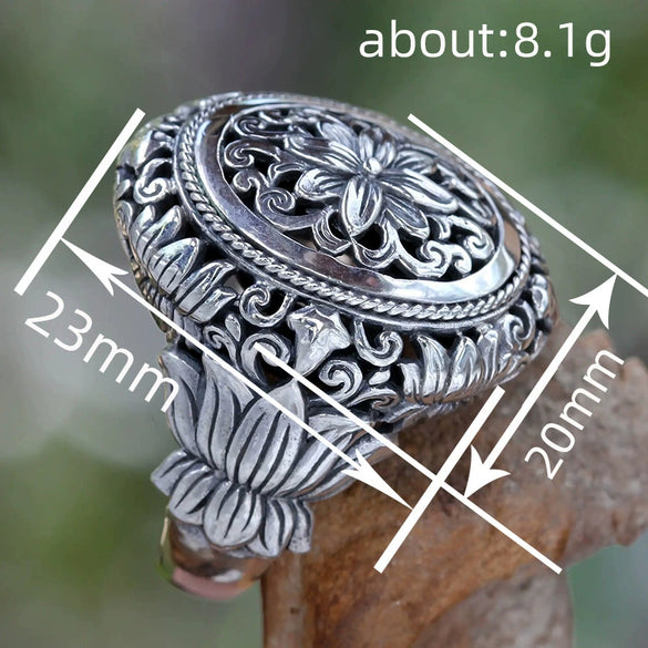 Alloy Exaggerated Distressed Plants And Flowers Ring