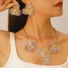 Alloy Exaggerated Flower Jewelry Set With Electroplating