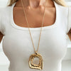 Alloy Exaggerated Geometric Fiveleaf Flower Pendant Necklace With Electroplating Design