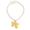 Alloy Exaggerated Geometric Fiveleaf Flower Pendant Necklace With Electroplating Design