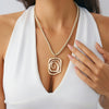 Alloy Exaggerated Geometric Fiveleaf Flower Pendant Necklace With Electroplating Design