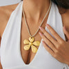 Alloy Exaggerated Geometric Fiveleaf Flower Pendant Necklace With Electroplating Design