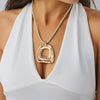 Alloy Exaggerated Geometric Fiveleaf Flower Pendant Necklace With Electroplating Design