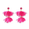 Alloy Fabric Handmade Geometric Round Petal Tassel Earrings For Women With Diamond Treatment