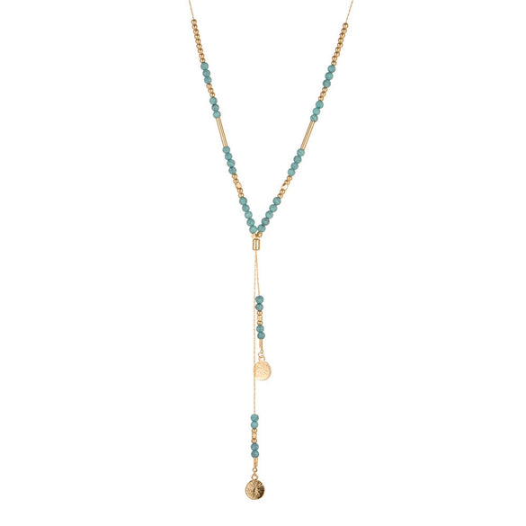 Alloy Fake Turquoise Handmade Geometric Multilayered Women's Necklace With Snake Bone Chain And Electroplating