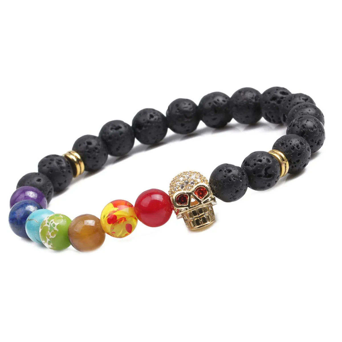 Alloy Fashion Skeleton Skull Bracelet  (Volcanic Stone) Nhyl0365-Volcanic-Stone