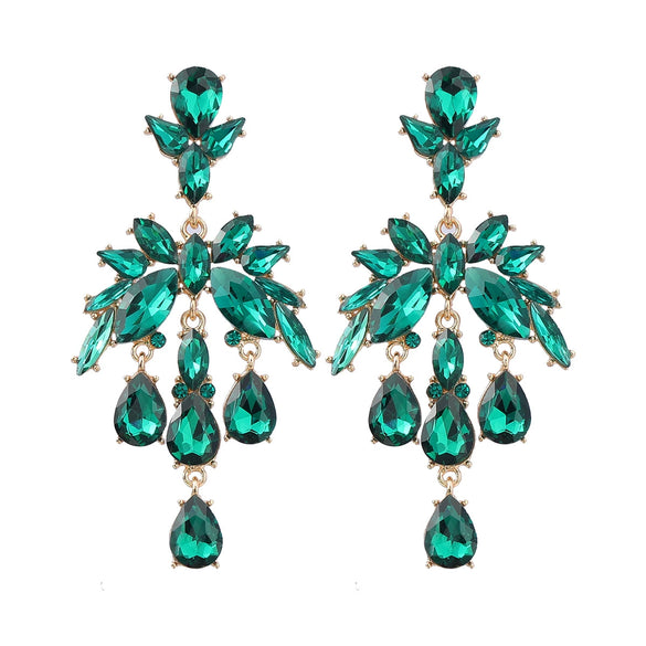 Alloy Fashion Style Diamondinlaid Dropshaped Flower Earrings For Women