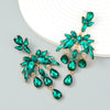 Alloy Fashion Style Diamondinlaid Dropshaped Flower Earrings For Women