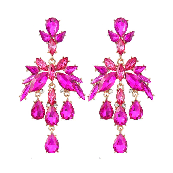 Alloy Fashion Style Diamondinlaid Dropshaped Flower Earrings For Women