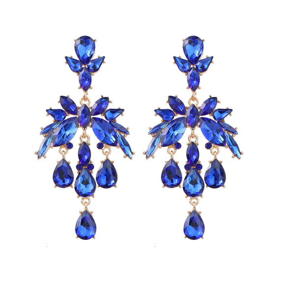 Alloy Fashion Style Diamondinlaid Dropshaped Flower Earrings For Women